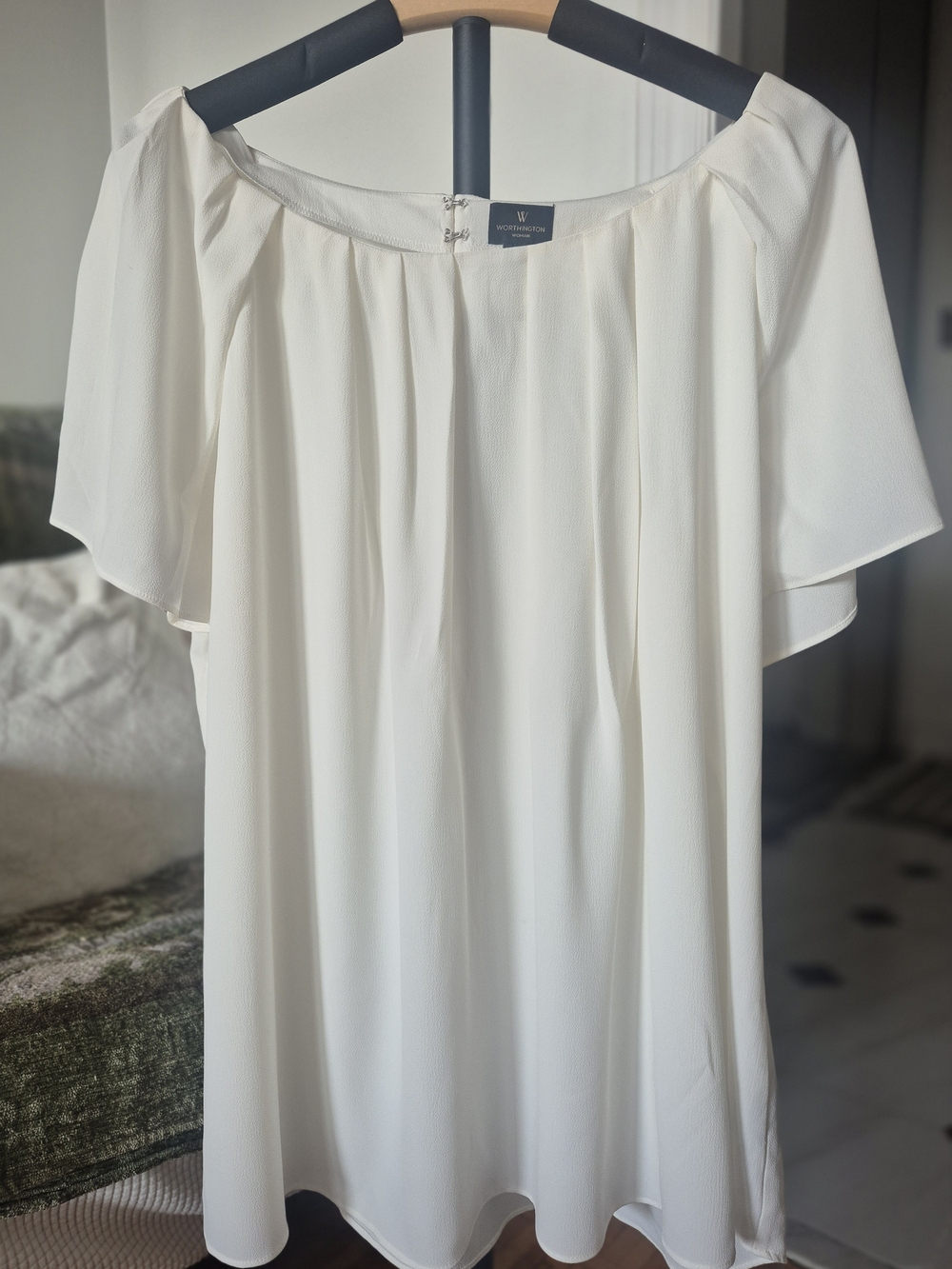 Worthington Cream Off-the-Shoulder Flutter Sleeve Blouse